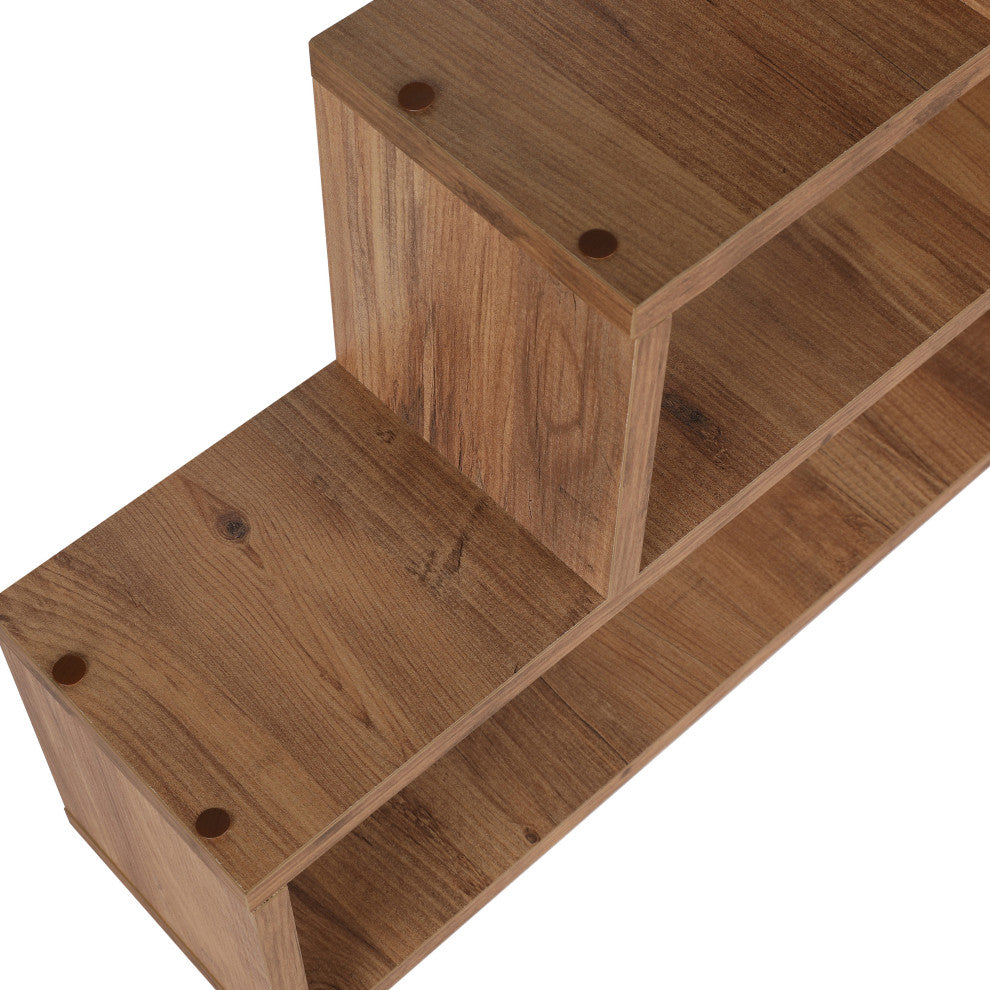 Benzara UPT-272769 3 Tier Wood Floating Wall Mount Shelf, Natural Brown