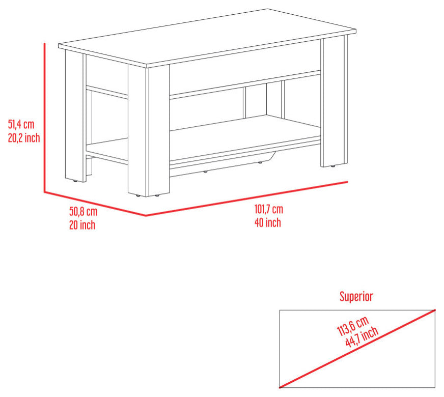 Daffodil Storage Table, Light Oak-White