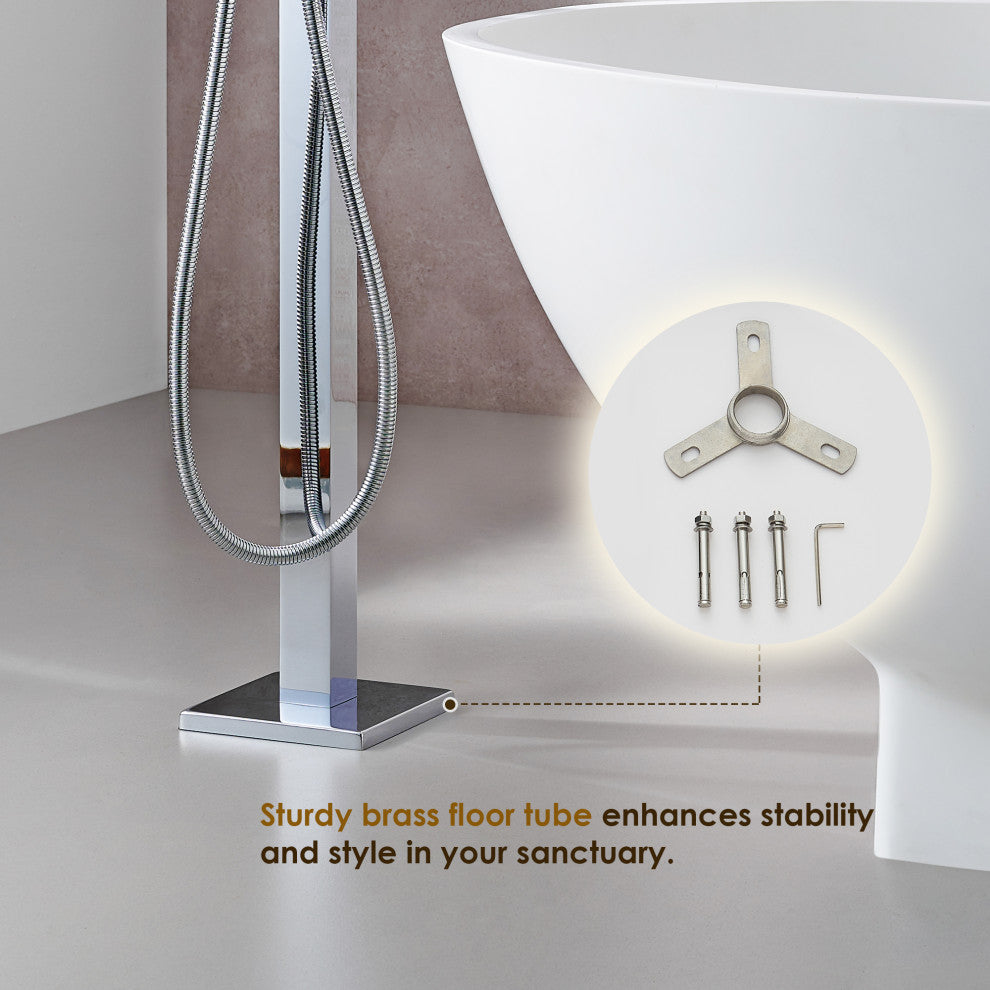 Camino Single Lever Handle Freestanding Floor Mounted Tub Filler, Polished Chome