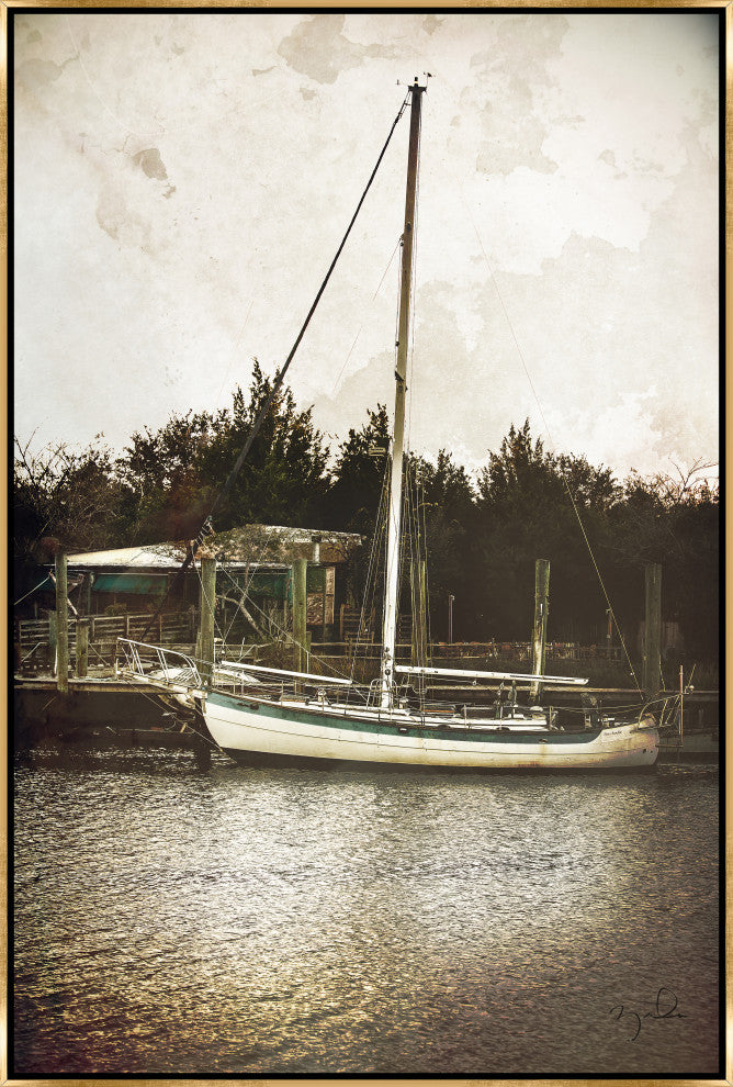 30x45 Sailboat, Framed Artwork, Gold