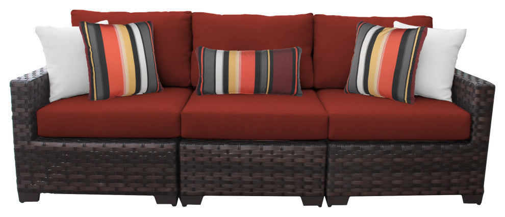 kathy ireland River Brook 3 Piece Wicker Patio Furniture Set, Cinnamon