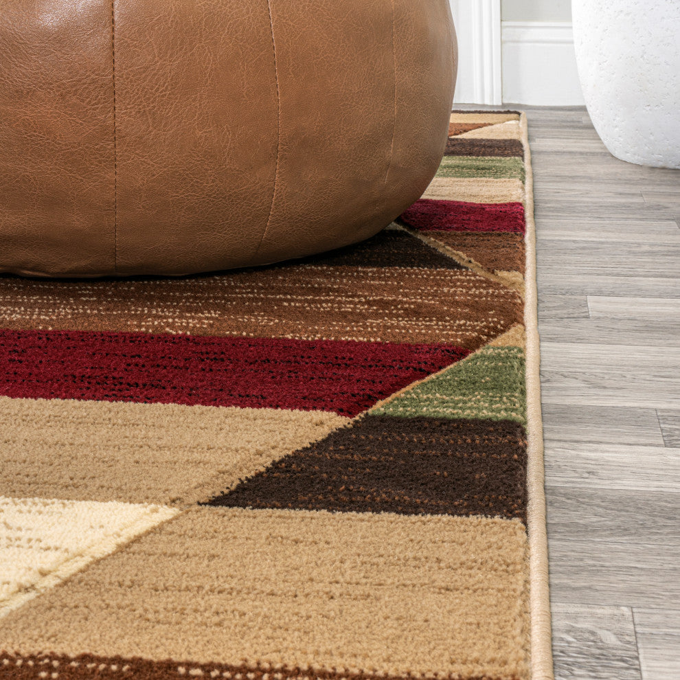 Kehoe Retro Diamonds Geometric Red/Brown/Cream 8 ft. x 10 ft. Area Rug
