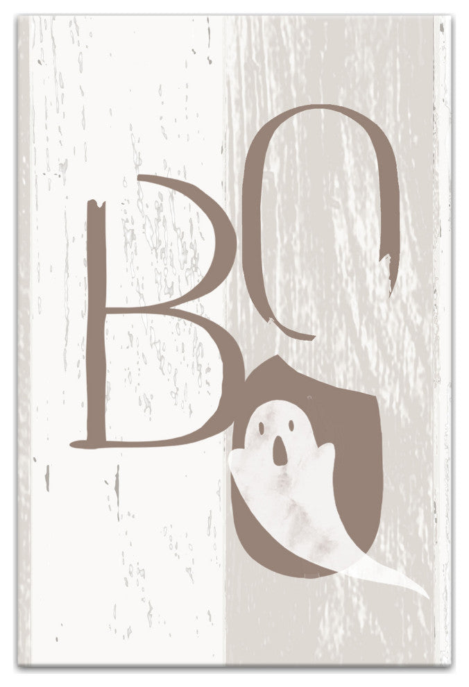 Boo Faux Wood 12x18 Canvas Wall Art