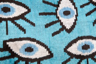 Canvello Velvet Evil Eye Pillow 16x24 Feather Down Insert Vibrant Blue Accent