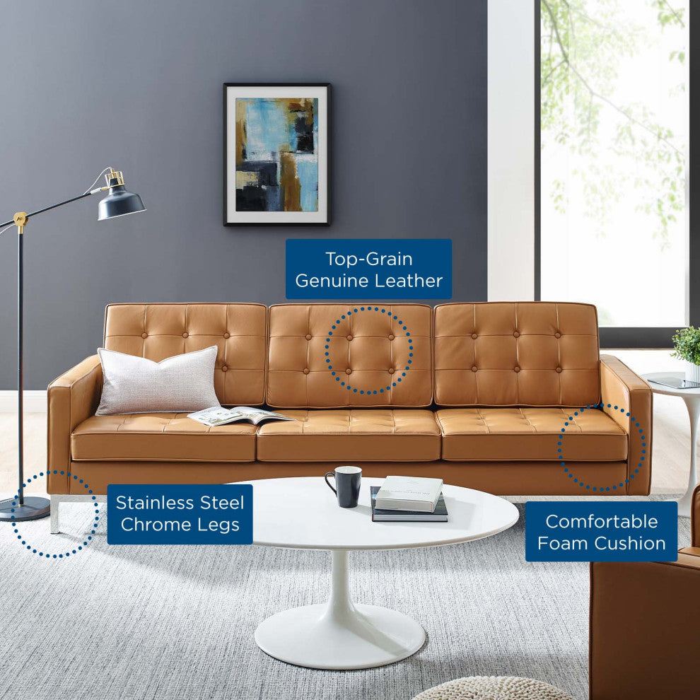 Sofa, Leather, Tan, Modern, Living Lounge Room Hotel Lobby Hospitality