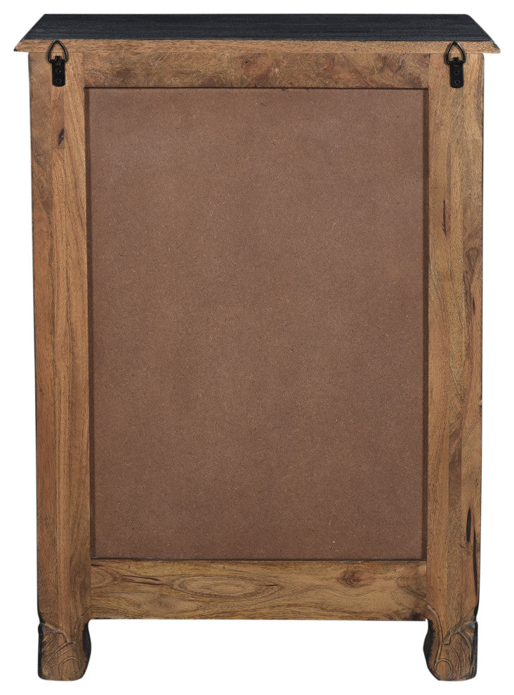Delaney Carved 1 Door Nightstand, Distressed Black, Right