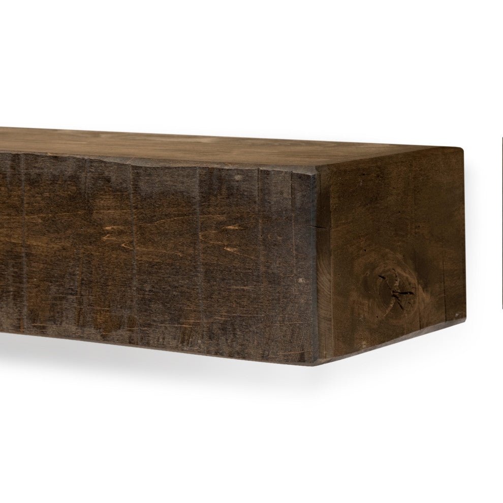 Rustic Fireplace Mantel, Dark Chocolate, 48" L X 5.5" H X 6.25" D