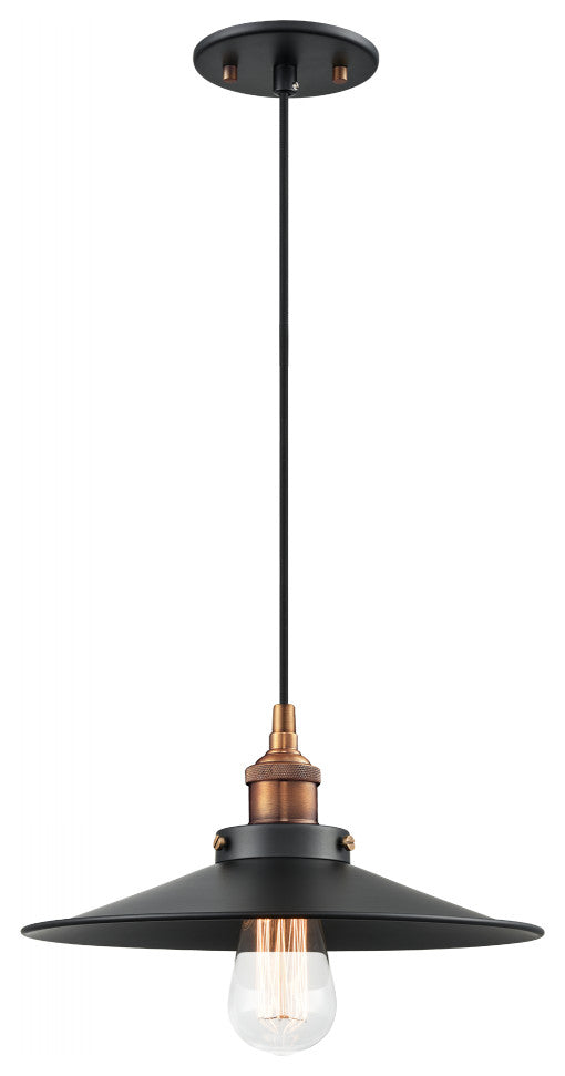 Matteo Lighting C46112AGBK One Light Pendant, Aged Gold Brass Finish
