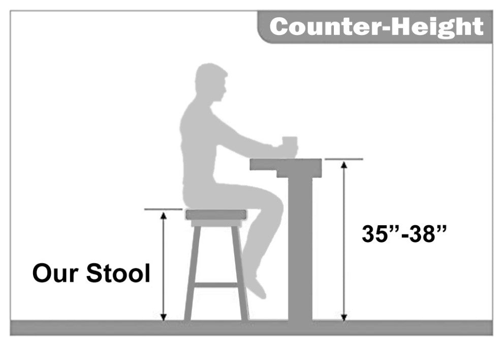 Set of 2 Solid Wood Farmhouse 25" Counter Stool with Faux Leather Cushion, Black