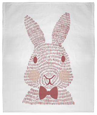 60 x 80 in Monochrome Easter Bunny Throw Blanket, Ligonberry Red