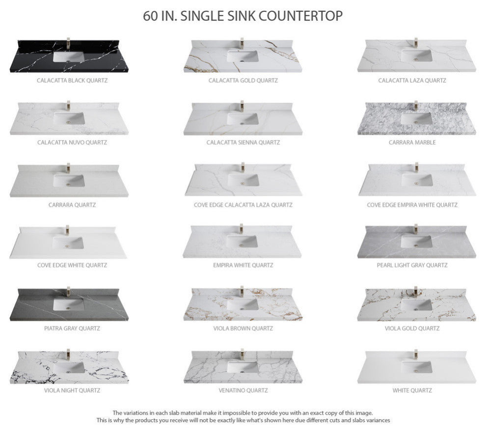 Chicago 60" Single Sink Bathroom Vanity, Black 2" Viola Gold