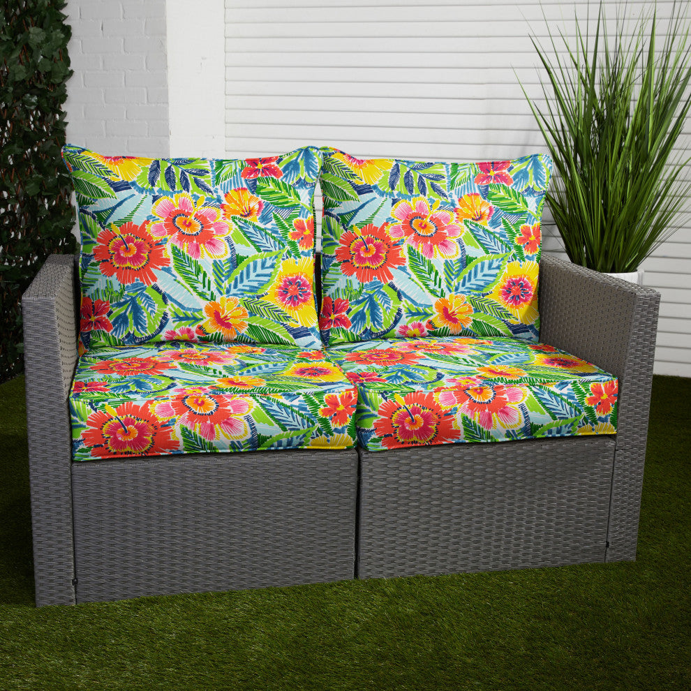 Sorra Home Pensacola Multi Deep Seating Loveseat Pillow With Cushion Set, 22.5x5