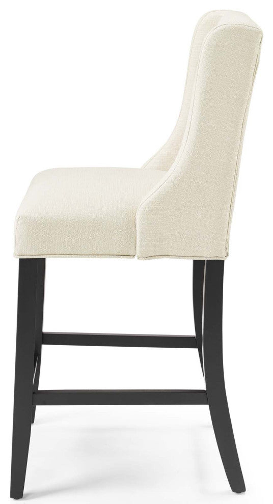 Counter Stool Chair, Set of 2, Fabric, Wood, Beige, Modern, Bar Pub Cafe Bistro