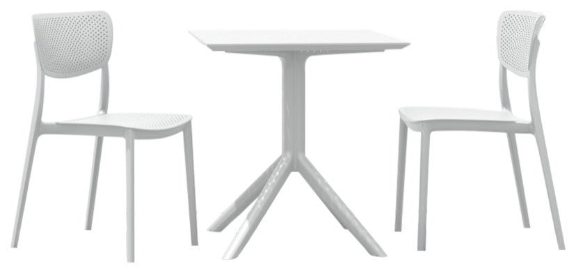 Lucy Outdoor Bistro 3-Piece Set With 27" Table Top White