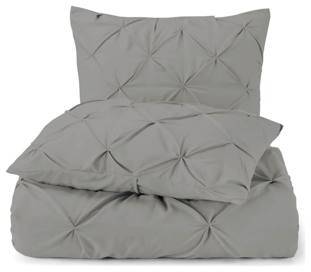 Organic Cotton 300 TC GOTS Certified 8 Internal Ties Fair Trad Pintuck Duvet Set