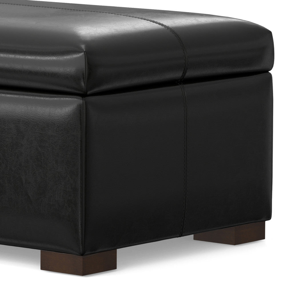 Gabbie Rectangular Storage Ottoman, Midnight Black