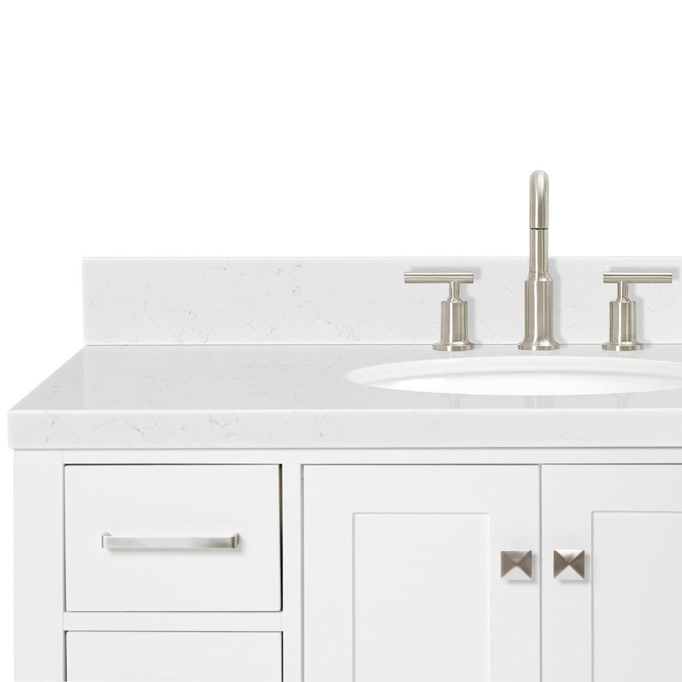 Ariel Cambridge 42" Single Oval Sink Vanity, Carrara Quartz