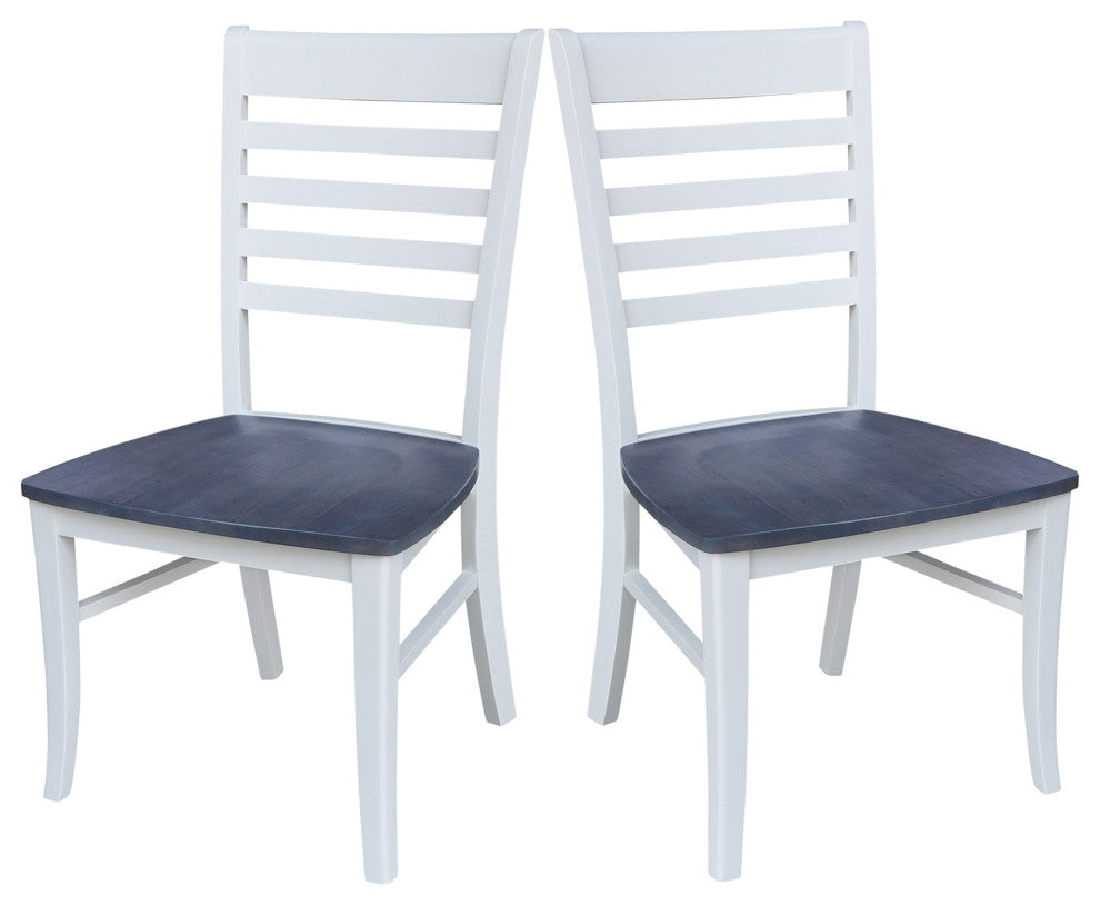Set of Two Roma Ladderback Chairs, White/Heather Gray