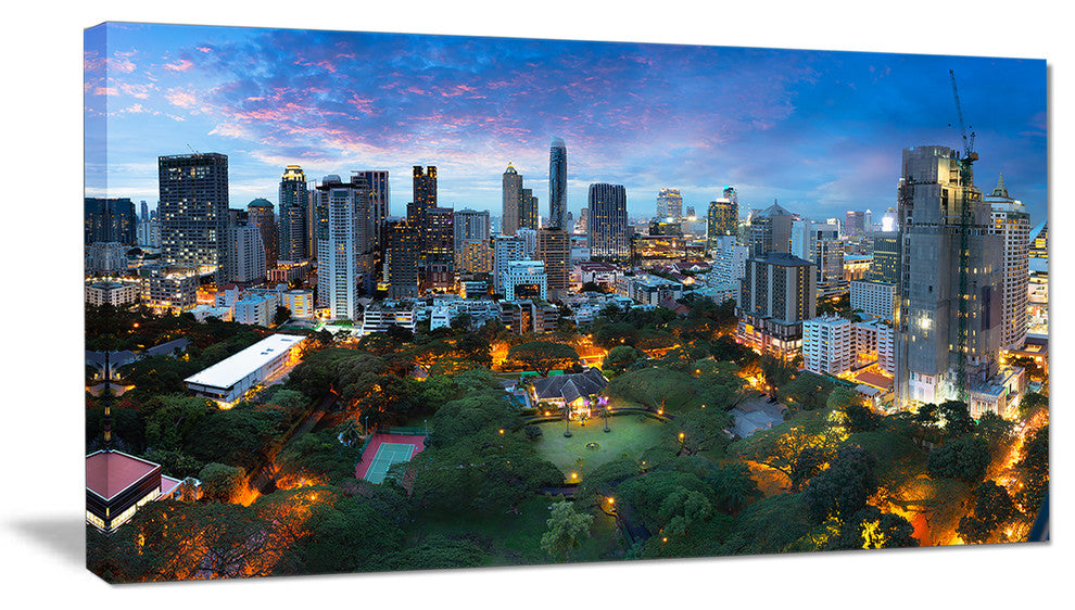 Bangkok City Skyline, Large Cityscape Canvas Art Print, 60"x28"