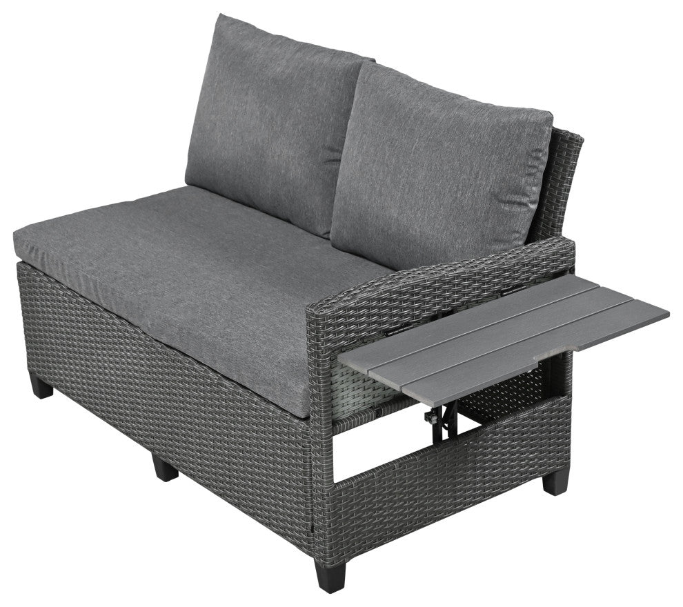 5-Piece Outdoor Wicker Patio Sofa Set, Grey