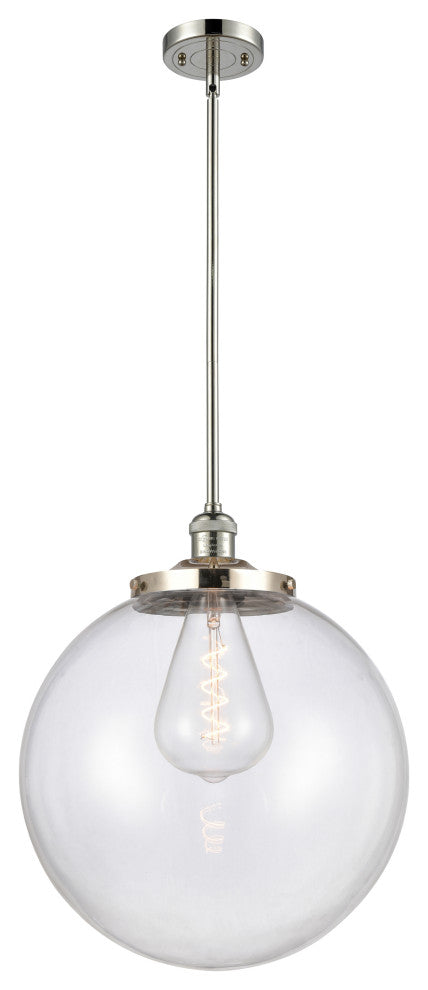 Beacon Pendant, Polished Nickel, Clear