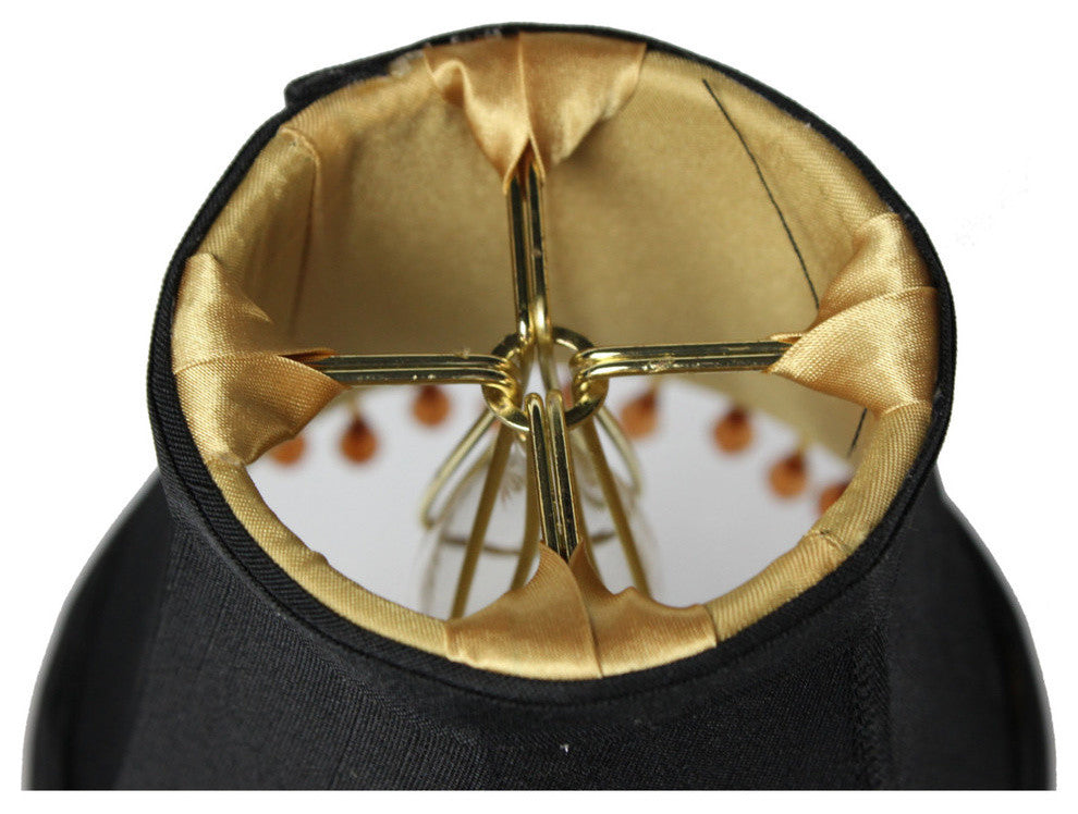 Candelabra Stretch With Gold Liner, Amber Beads Premium Lampshade 3"x5"x4"