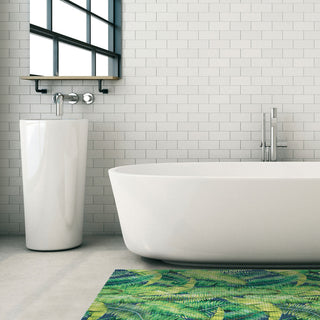 Leaf PVC Bathroom Mat, Green, 26" x 39", Covers 6.9 sq ft