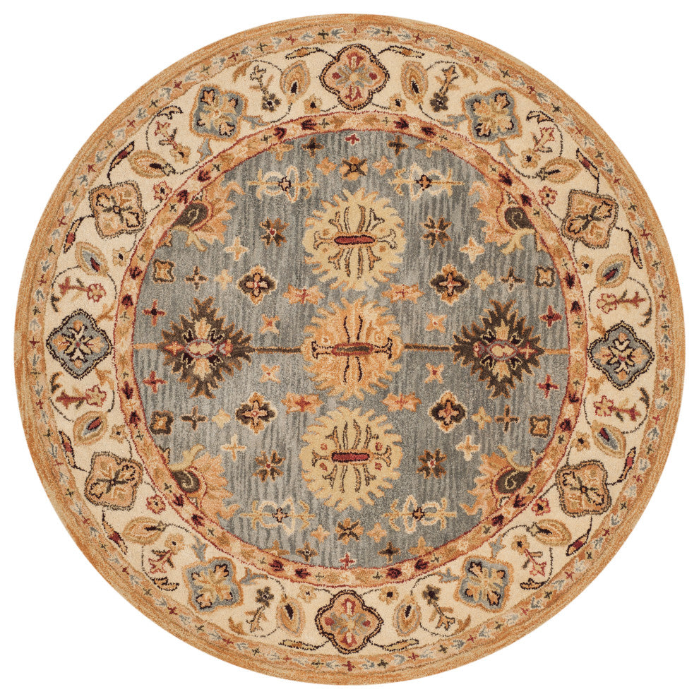 Safavieh Antiquity Collection AT847 Rug, Blue/Ivory, 6' Round