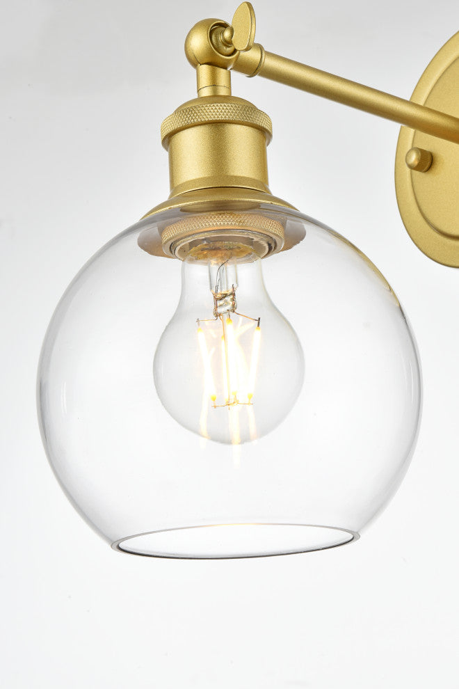 1 Light Brass And Clear Plug, Wall Sconce