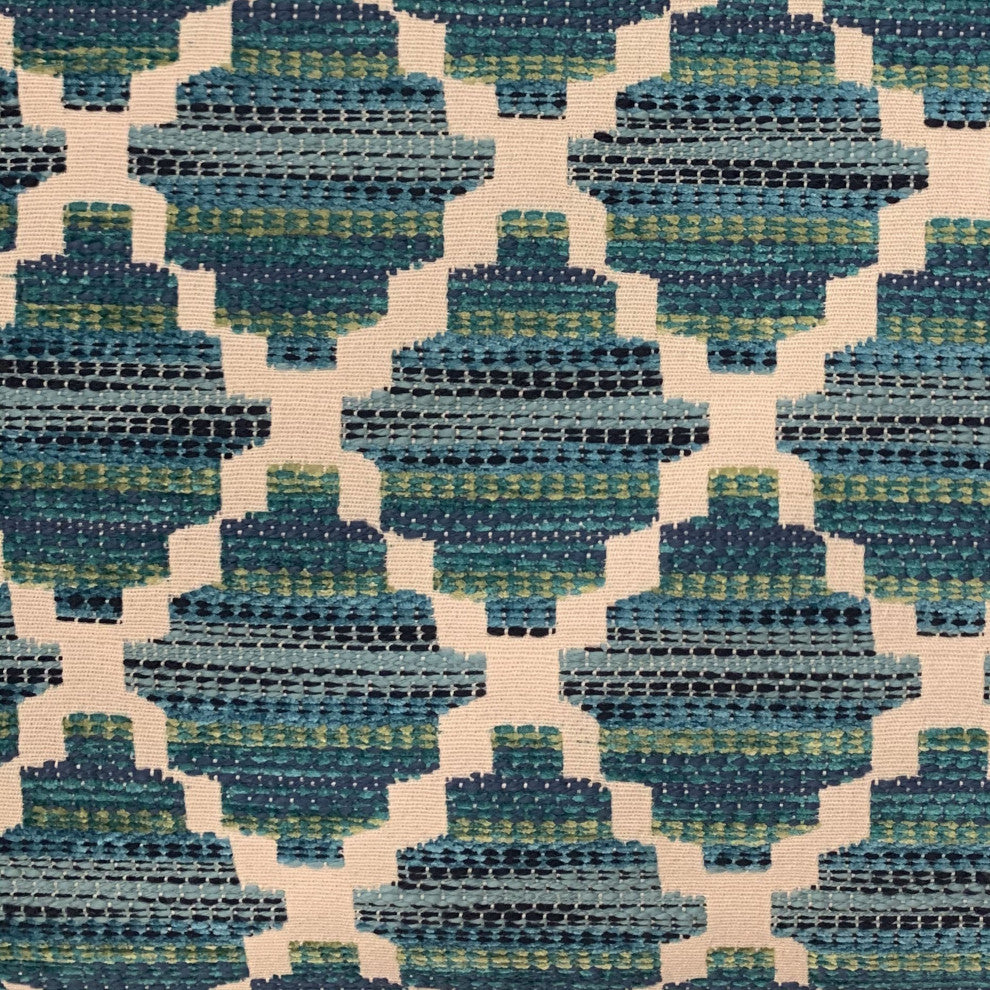 Plutus Blue Zig Zag Cut Diamond Luxury Throw Pillow, 12"x20"
