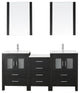 Virtu Dior 74" Double Bathroom Vanity, Zebra Gray, Faucet, Mirrors