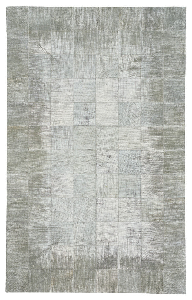 Capel Butte-Brushed Blocks Silver 3675_320 Flat Woven Rugs - 5' X 8' Rectangle