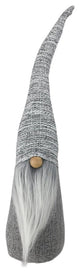 20" Winter's Beauty Grey and White with Woven Hat and Wooden Nose Cone Gnome