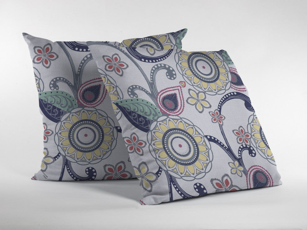 20 White Yellow Floral Suede Throw Pillow