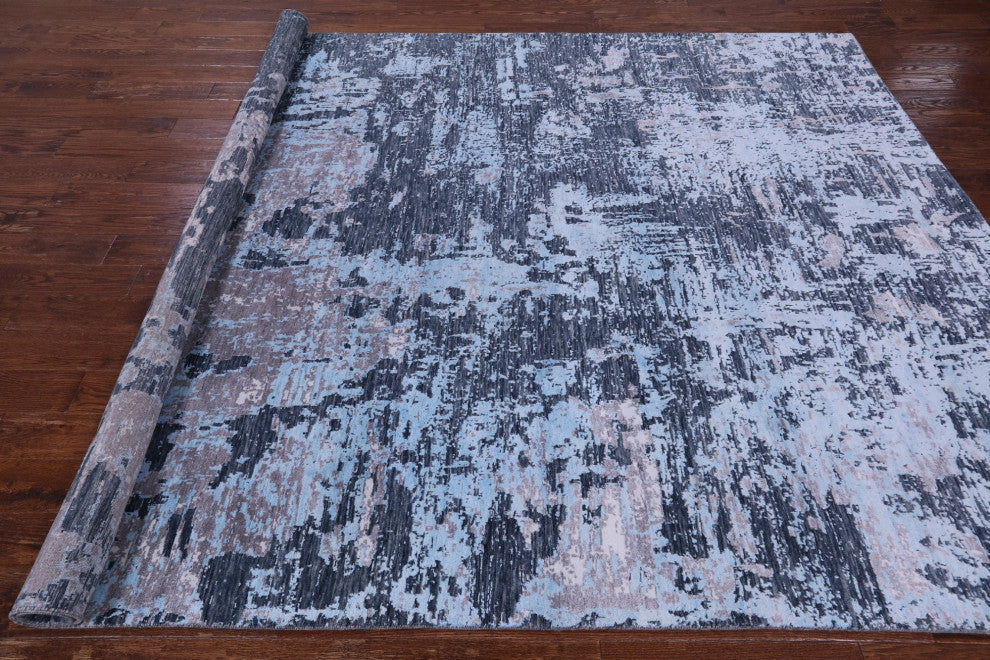 7' 11" X 10' 3" Abstract Hand Knotted Wool & Silk Rug - Q15803