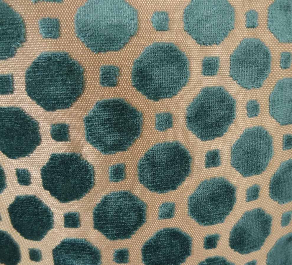Velvet Aquamarine Turquoise and Taupe Handmade Luxury Pillow, 20"x20"