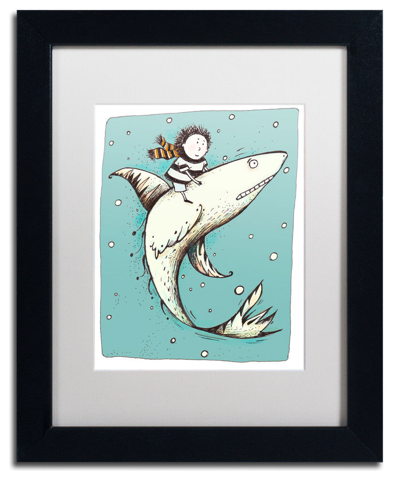 'Fish Boy' Matted Framed Canvas Art by Carla Martell