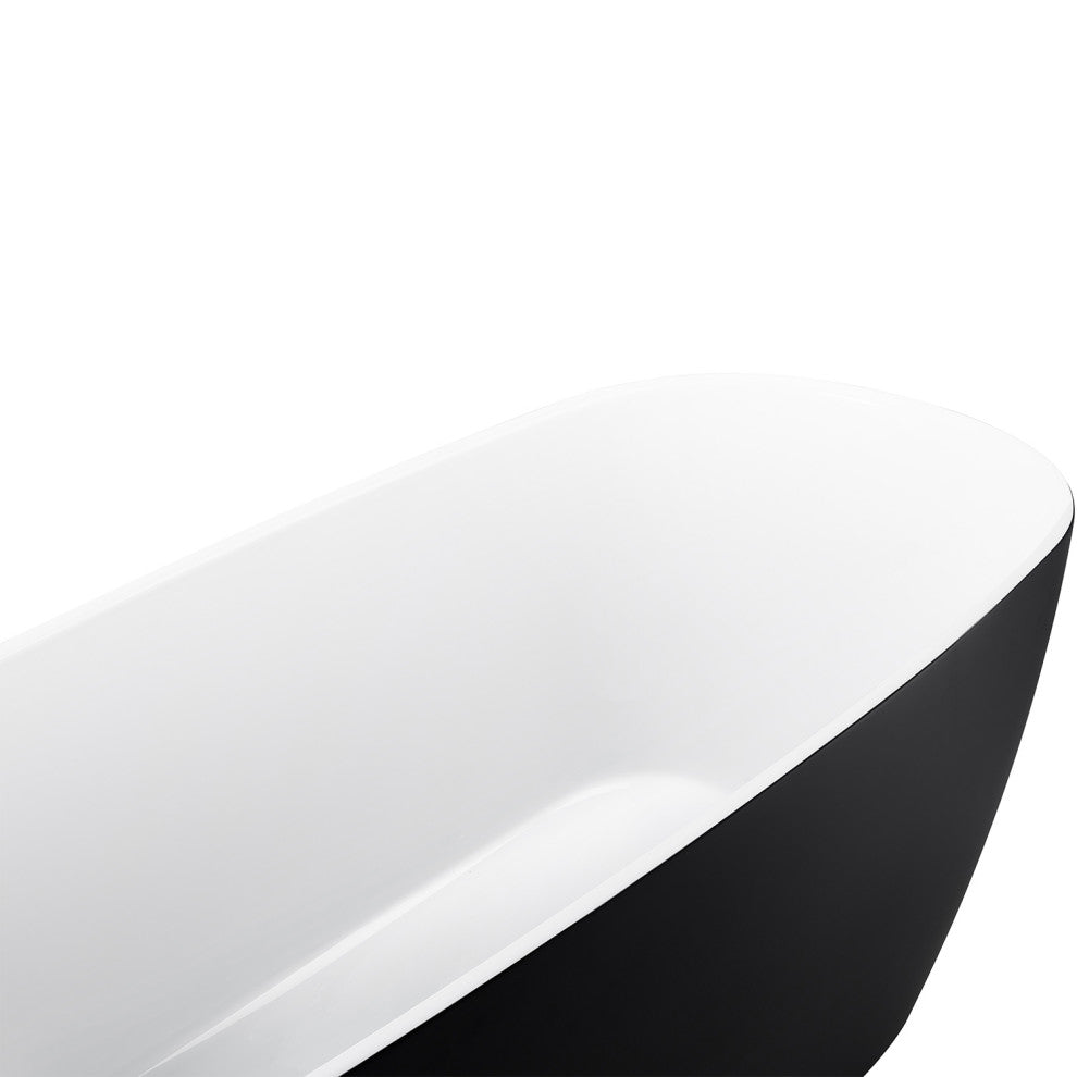 GivingTree 59 in. Acrylic Freestanding Bathtub in Matte Black Soaking Tub