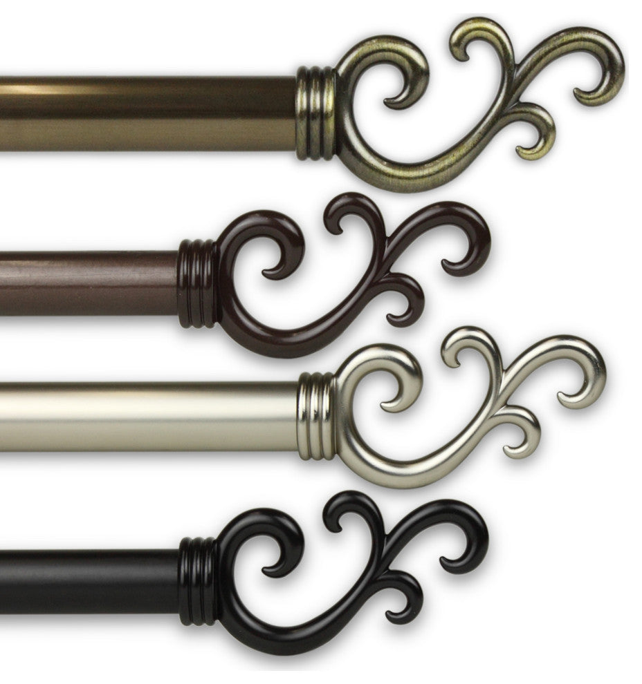 Bolton 13/16" Diameter Curtain Rod, Cocoa, 18-28"