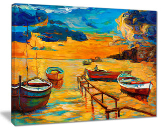 "Boats in Beautiful Sea" Canvas Print