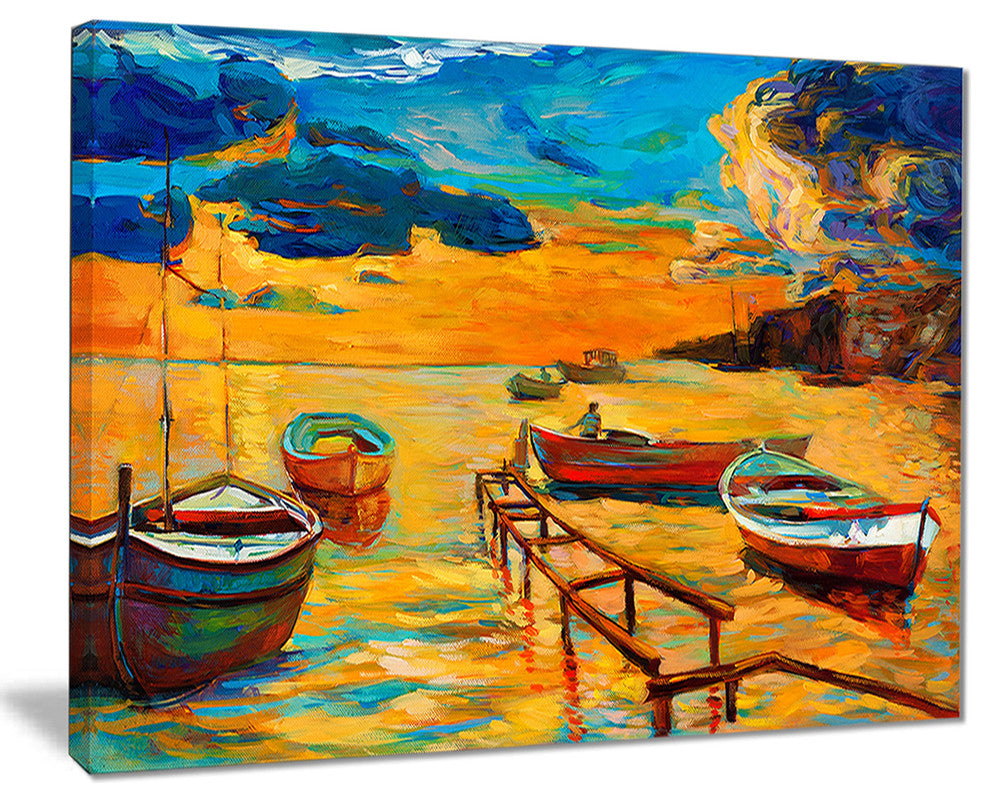 "Boats in Beautiful Sea" Canvas Print