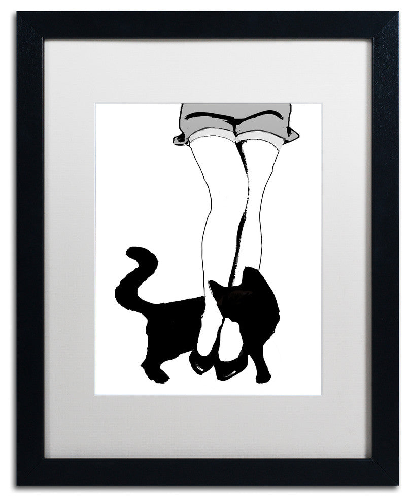 Color Bakery 'Black Cat' Art, Black Frame, White Matte, 16"x20"