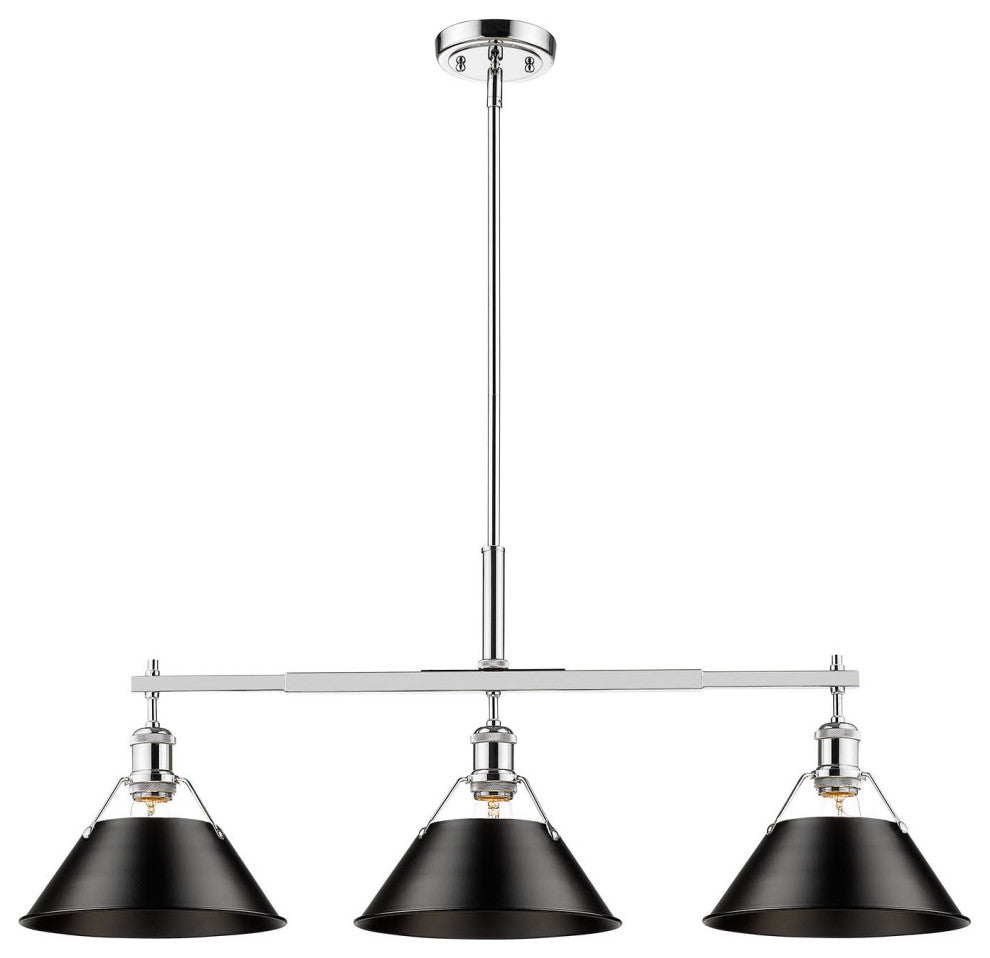 Golden Lighting 3306-LP CH Orwell 3 Light 36"W Linear Pendant - Chrome / Pine