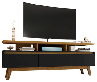 Yonkers 70.86 TV Stand in Black and Cinnamon