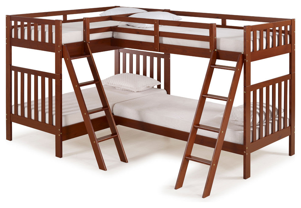 Aurora Twin Over Twin Bunk Bed with Quad-Bunk Extension