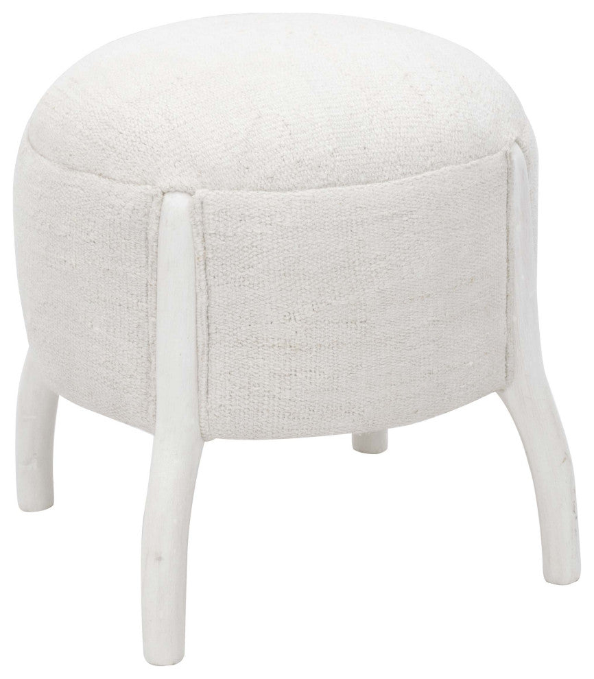 Vintage Hemp Kilim Upholstered Stool