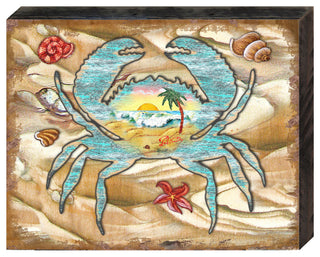 Scenic Crab Wooden Block, 7 X 5.5