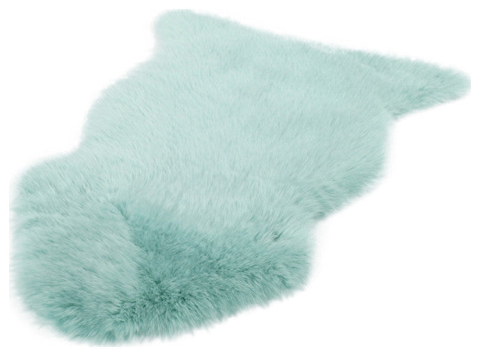 Eclectic Sheepskin Single 2'x3' Rug, Eggshell Blue