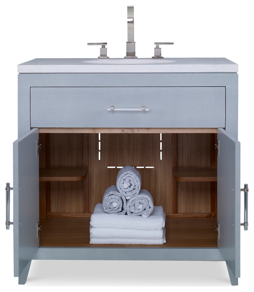 Ambella Home Collection Shagreen Sink Chest, Polar Blue