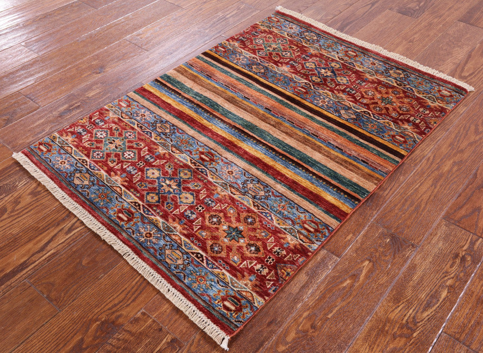 2' 8" X 3' 8" Khorjin Tribal Hand Knotted Wool Rug Q8412